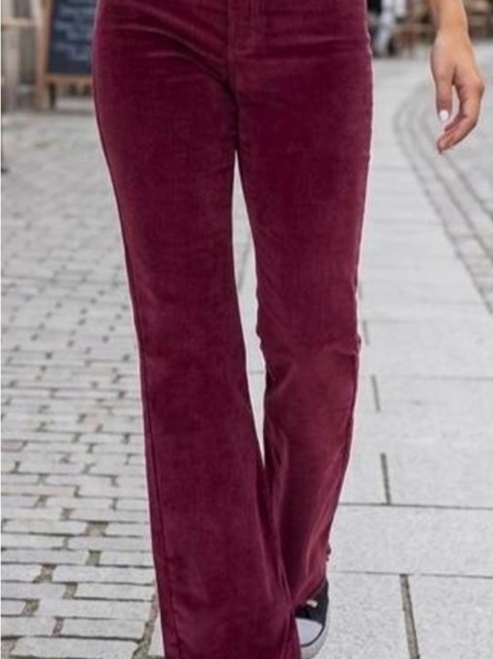 Celebrity Pink High-Rise Corduroy Flare Pants in Wine